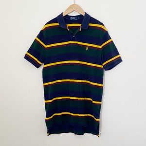 Vintage Polo Ralph Lauren Striped Shirt 90s Y2K Blue Green Men's Large